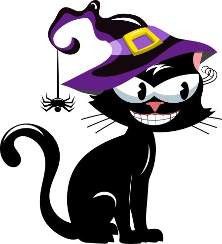Кошка в шляпе ведьмы