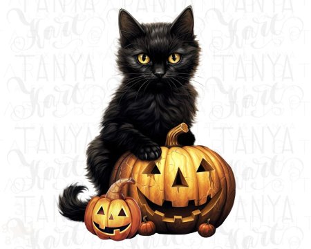 Хэллоуин черная кошка