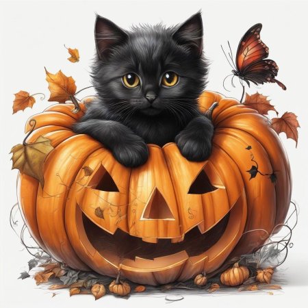 Хэллоуин черная кошка