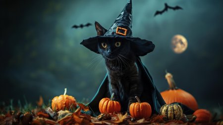 Черный кот хэллоуин