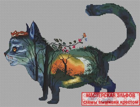 Вышивка крестом кот