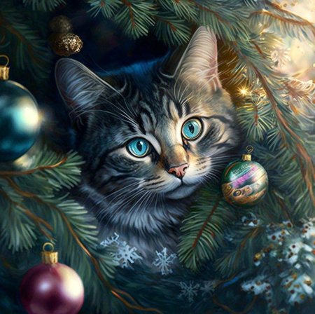 Новогодний котик арт