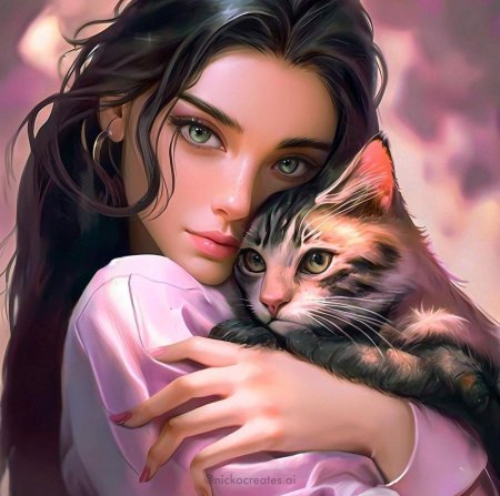 Девушка с котиком