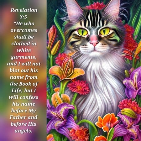 Кошка в цветах рисунок