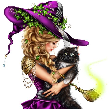 Ведьма с кошкой