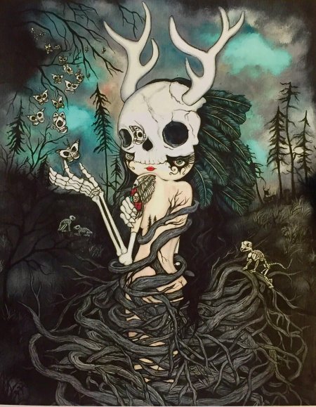 Девушка скелет арт