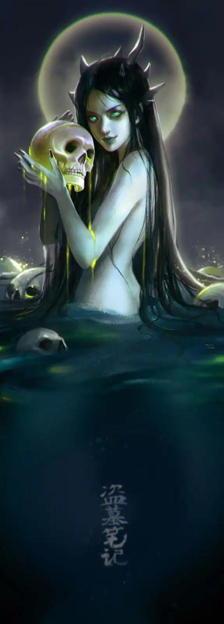 Девушка с черепом в руках фэнтези