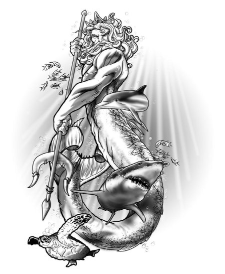 Посейдон тату эскиз