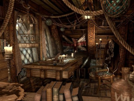 Капитанская каюта пиратского корабля 17в