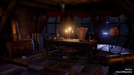 Капитанская каюта пиратского корабля в