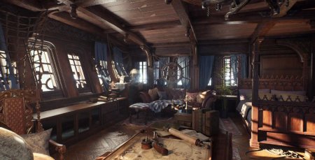 Капитанская каюта пиратского корабля 17в