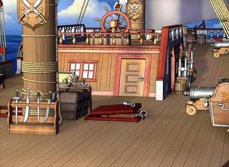 Палуба пиратского корабля в векторе