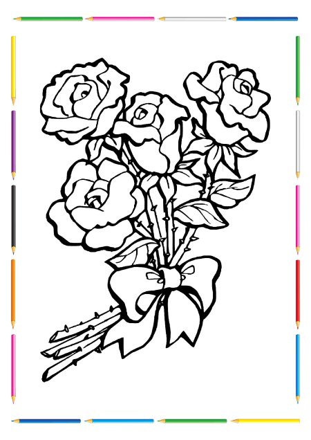 Букет роз раскраска