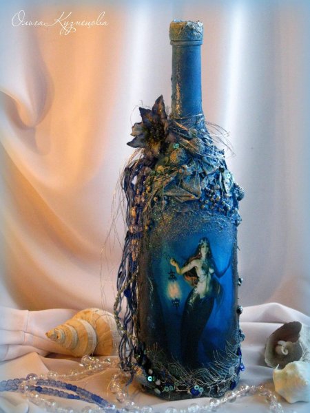 Декупаж бутылки в морском стиле