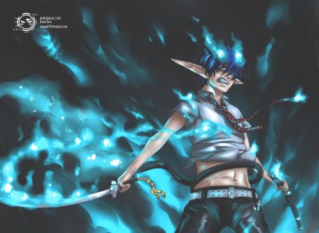 Синий экзорцист окумура рин синее пламя