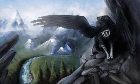 Крылатый белый волк симуран