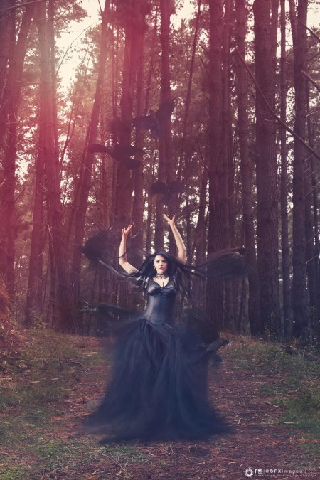 Фотосессия в стиле ведьмы лесу