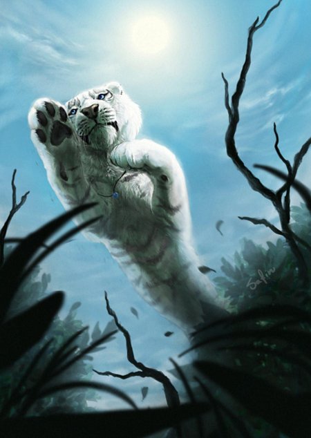 Белый саблезубый тигр