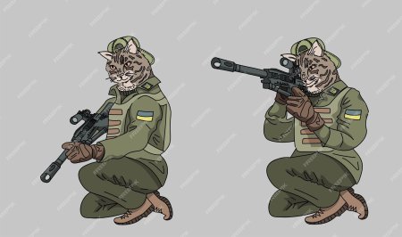 Кот военный арт