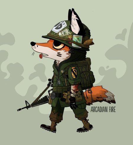 Фурри лис солдат