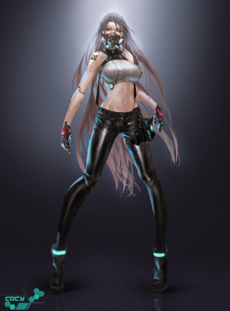 Киберпанк арт девушка