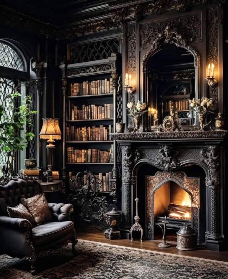 Викторианская готика интерьер библиотека