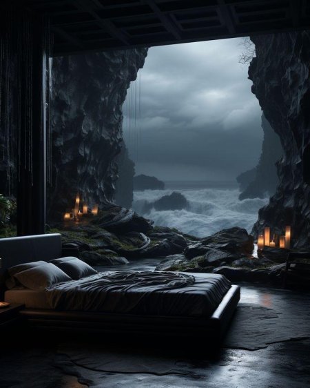 Темная спальня дизайн