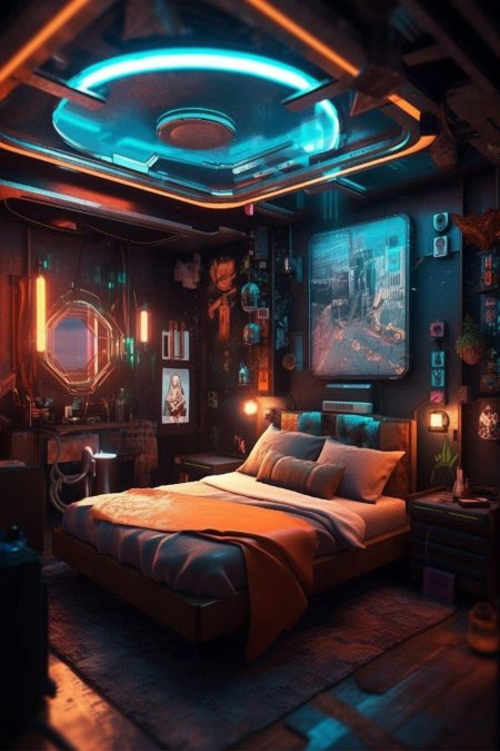 Футуризм интерьер киберпанк