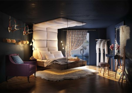 Необычный интерьер спальни