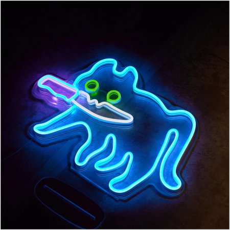 Неоновый светильник кот