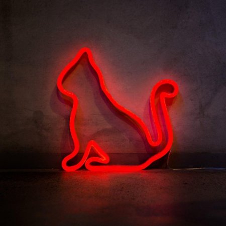 Неоновая вывеска котик