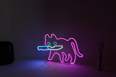Неоновый светильник кот