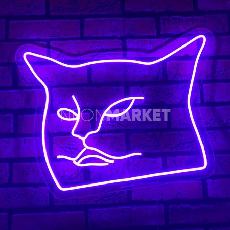 Неоновая вывеска кот
