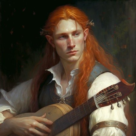 Полуэльф бард с лютней
