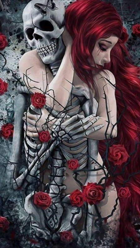 Девушка с черепом