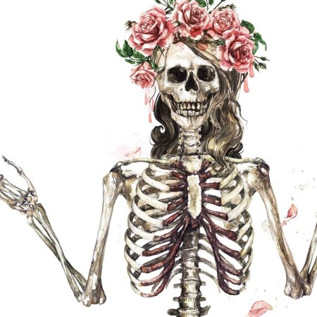 Скелет с цветами