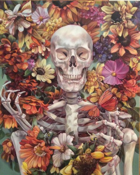 Скелет с цветами