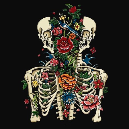 Скелет с цветами