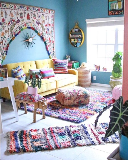 Интерьер в стиле бохо яркий