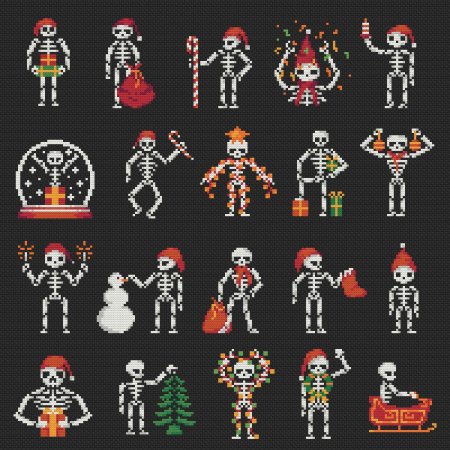 Вышивка крестом скелет