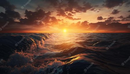 Закат в море