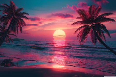 Закат с пальмами