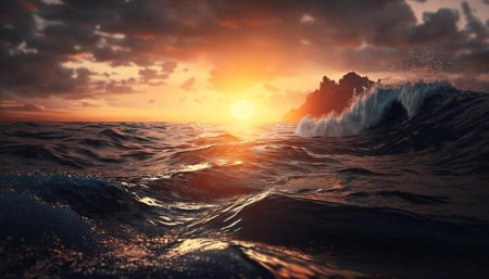 Закат в море