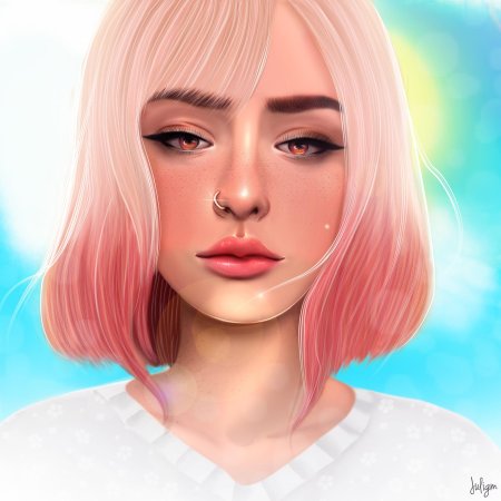 Девушка с розовыми волосами каре