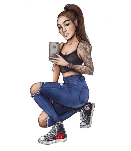 Девушка с айфоном рисунок