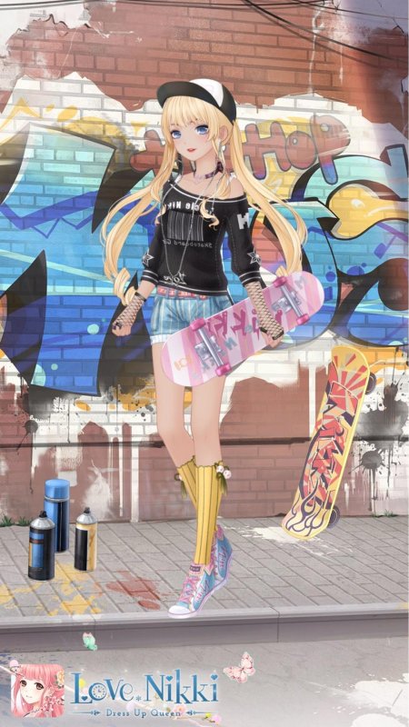 Аниме девушка скейтер