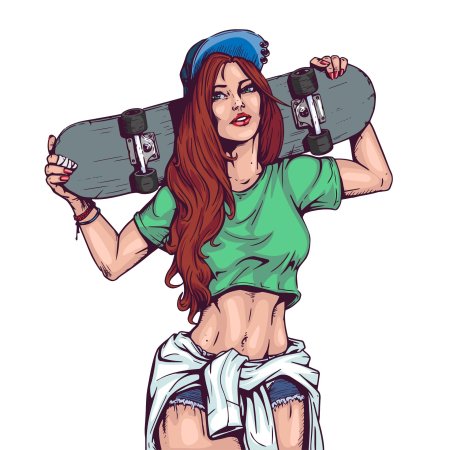 Скейтерша рисунок