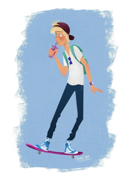 Человек на скейте арт