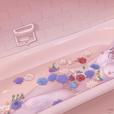 Ванна с цветами арт