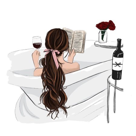 Рисованная девушка с бокалом